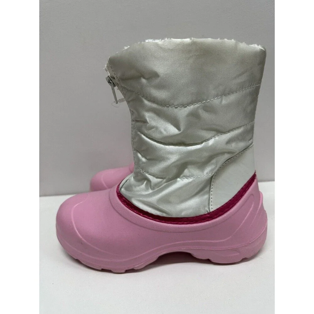 The doll maker Girls size 3 pink & white zip Up snow/rain boots